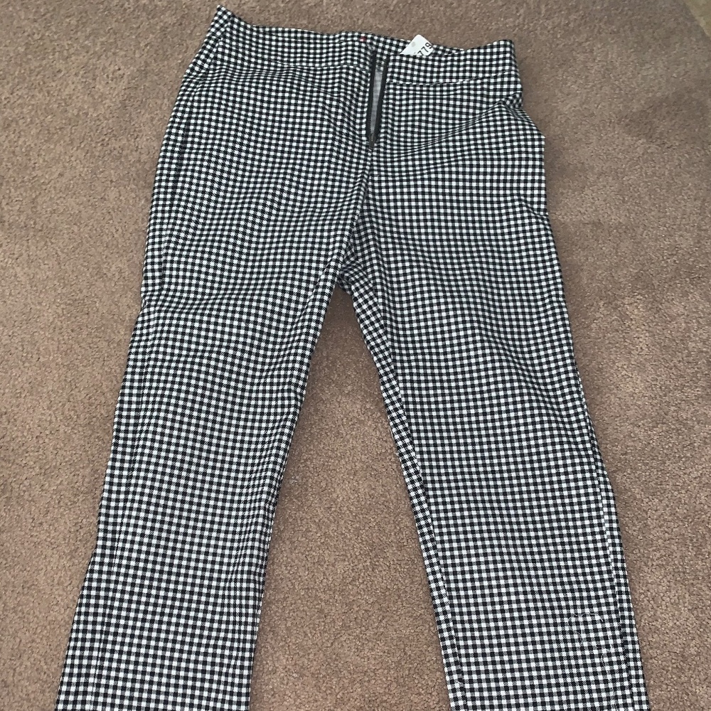 Black and white pants.